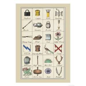 Heraldic Symbols Padlock and Copper Giclee Poster Print by Hugh Clark 