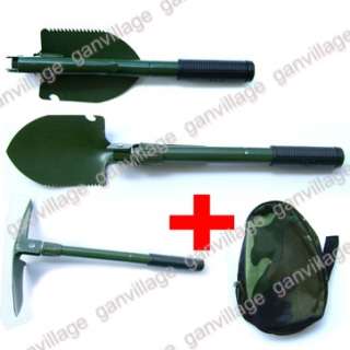 Green Military Camping Survival Folding Shovel Pick NEW  