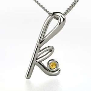   Pendant With Gem, Sterling Silver Initial Necklace with Citrine