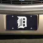 Detroit Tigers Mirrored Laser Tag License Plate   Navy Blue