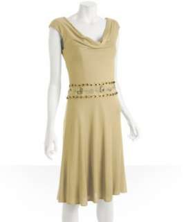 Phoebe Couture gold jersey embellished cowlneck dress   up to 