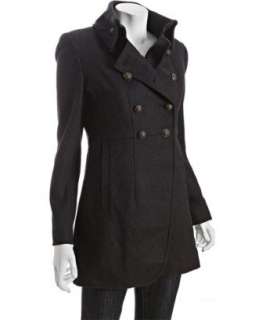 DKNY charcoal wool blend crest button peacoat  