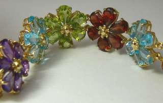 Colorful Multi Gem Flower Bracelet 15+carats  