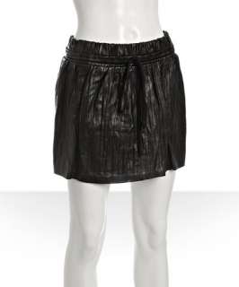 Robert Rodriguez black lambskin pleated tie waist skirt