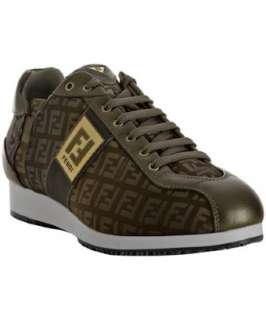 Fendi taupe nylon zucchino lace up sneakers  