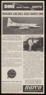 1955 Mohawk Airlines Convair plane photo Narco DME ad  