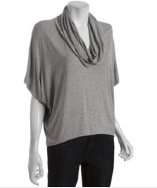 Romeo & Juliet Couture grey stretch jersey cowl neck dolman sleeve top 