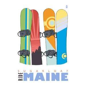  Sugarloaf, Maine, Snowboards in the Snow Giclee Poster 