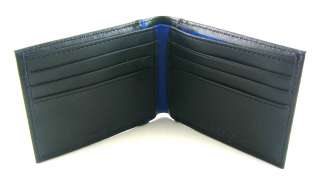 Nike Black Leather Slim Billfold Wallet w/Blue Stripe  