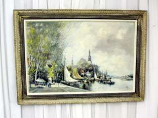   Original Oil on Canvas by F Roberts 1800s Dutch Artist Signed NICE