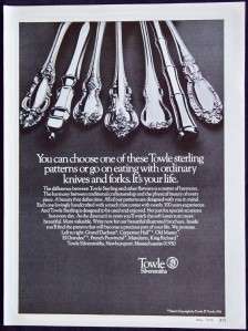 Vintage Towle Sterling Flatware Magazine Print Ad  