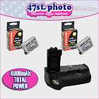 Opteka Grip w/2 Battery for Canon EOS Rebel T3i 600D