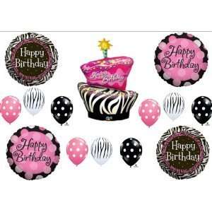 Zebra Stripe Cake Polka Dot Birthday Party balloons Decorations 