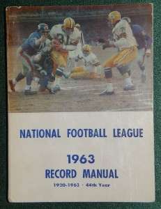 1963 NFL RECORDS & RULES MANUAL GREEN BAY PACKERS  