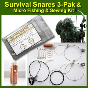 Thompson Survival Snares 3 Pak and Micro Fishing / Sewing Kit  