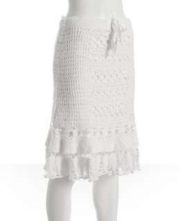 Nanette Lepore chalk cotton crochet Free as a Bird skirt   
