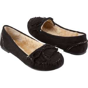 NEW SODA WOMENS SHOES FLAT MOCCASINS WITH FUR LINING BLACK SIZE 9 