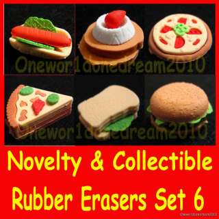   Eraser Stationery Hamburger Pizza Set Kids Gift Toy BIN B  