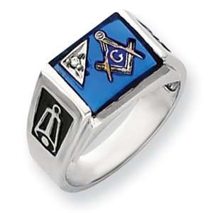 14k Gold White Gold AA Diamond Mens Masonic Ring Jewelry