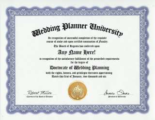 wedding planner degree custom career diploma get your doctorate right 