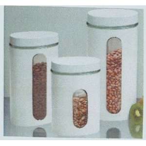   Glass Window Stainless Steel Canister Set w/ Lid
