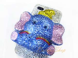 Bling Crystal 3D Blue Dumbo iPhone 4 / 4S Case using Swarovski 