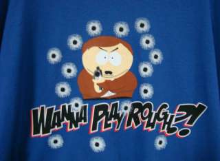 South Park Cartman Wanna Play Rough? Blue T Shirt XL  