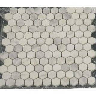 White Marble Hexagon 1x1 POLISHED Mosaic Tiles on 12x12 Sheet