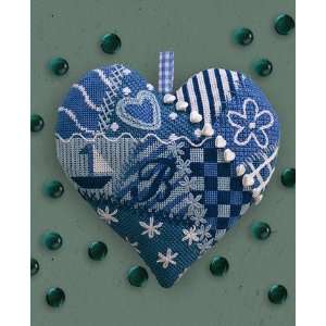    Blue and White Heart   Needlepoint Pillow Kit 