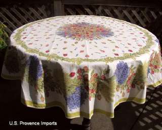   100% COTTON ROSES FRENCH MADE PROVENCE CREAM TABLECLOTH, NEW  