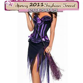 Hollween Party Corset Skirt Purple Fancy Witch Costume  