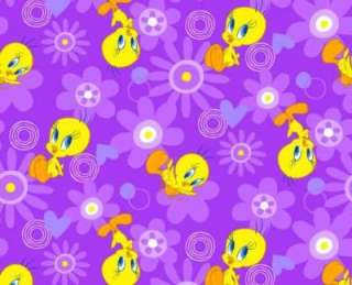 LOONEY TUNES Tweety Bird cotton fabric ~flower purple  