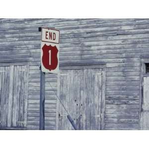  An Old Barn of Weathered Wood and a Road Sign National 