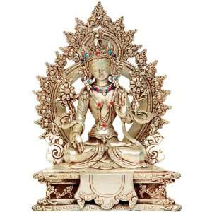    Enthroned Goddess White Tara   Copper Sculpture