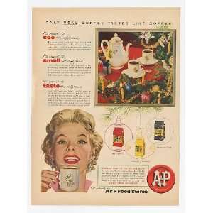  1954 A&P Coffee See Smell Taste Difference Christmas Print 
