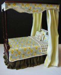 Dollhouse Custom Furniture Dressed Bespaq Canopy Bed  