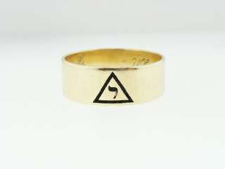   Solid Yellow Polished Gold Masonic Scottish Rite Yod Band Ring  