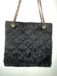 DKNY Quilted Nylon Chain Shopper Black Handbag $195.00 795730602395 
