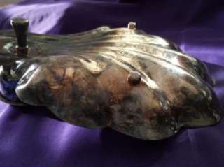 Sheffield Silver co. Shell Shape Silverplate Tray W Attached Bowl 