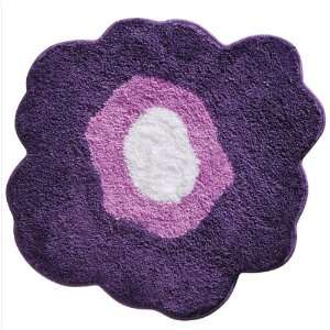  Purple White Poppy Flower Bath Rug