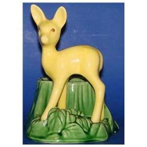  Vintage Shawnee Pottery Deer Fawn Planter Yellow Green 