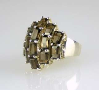 Smokey Topaz Cluster Ring 925 SS Sterling Silver  