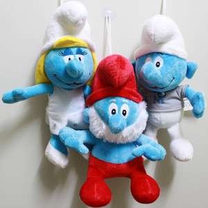 3X The Smurfs Papa Clumsy Smurfette Soft Plush Toy 3 Characters New 