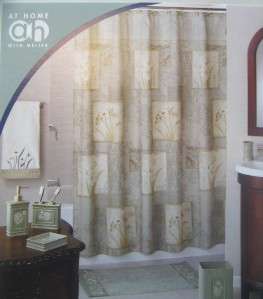 NEW Floral Art Shower Curtain LAUREL Gold Silver Cream  