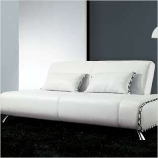 Hokku Designs Essence Leatherette Convertible Sofa Bed in White  