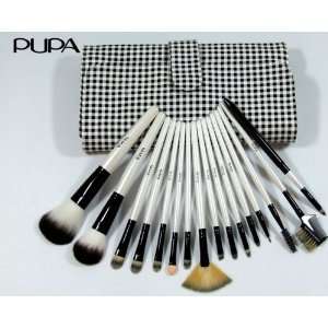  PUPA 16 Pcs White Black Squares Makeup Brush Set & Case 