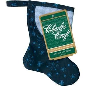 Mini Quilted Christmas Stocking 5 Blue Snowflakes  Cornflower Blue 