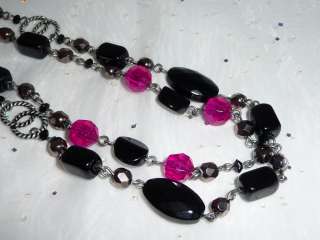 Lia Sophia RASPBERRY SPLASH Multi Glass Resin Beads Necklace 38 41 