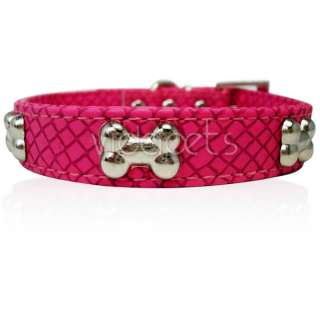 11 Pink Leather Spiked studded Dog Collar X Small  