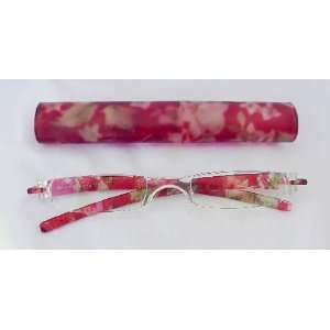   (G85) Hideaways Reading Glasses, Red Floral, +2.50 